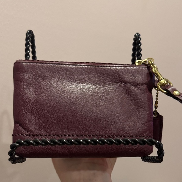 Coach Burgundy Leather Wristlet with Gold Accents - Picture 2 of 9